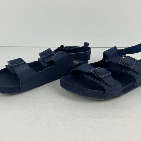 H&M Kids Sandals Size 1.5 EU 33 Blue Faux Leather Flat Heel Open Toe Ankle Strap - Picture 2 of 6